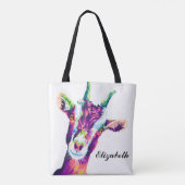 Kleurrijke Pop Art Goat Persoonlijke Canvas tas (Achterkant)
