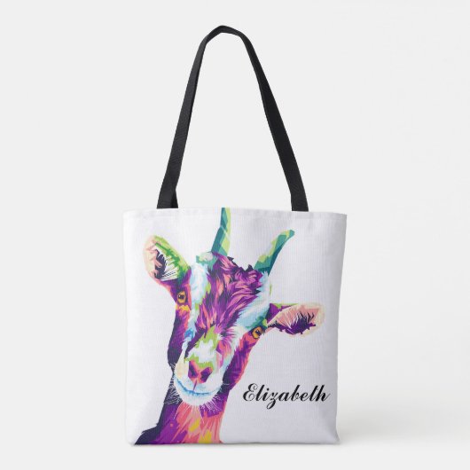 Kleurrijke Pop Art Goat Persoonlijke Canvas tas (Achterkant)