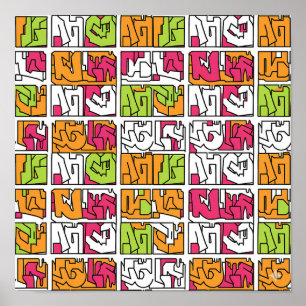 Kleurrijke Pop Art Graffiti Naadloos Stof en Papie Poster