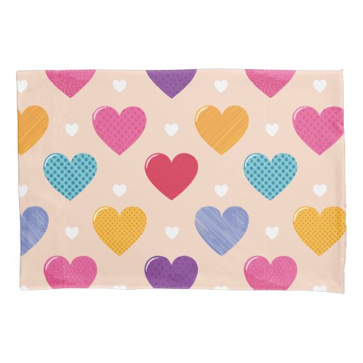 Kleurrijke Pop Art Heart Pattern Kussensloop (Voorkant)