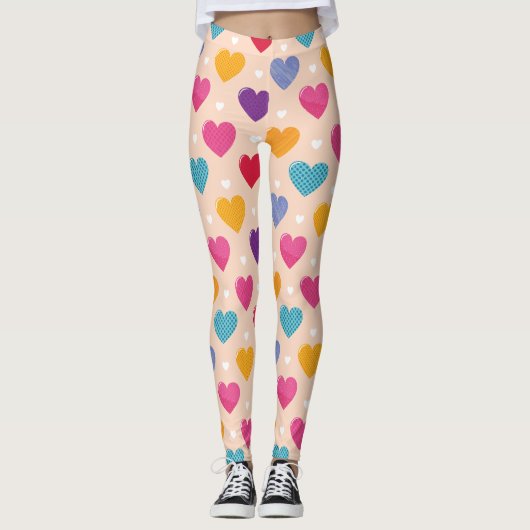 Kleurrijke Pop Art Heart Pattern Leggings (Voorkant)