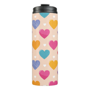 Kleurrijke Pop Art Heart Pattern Thermosbeker
