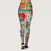Kleurrijke Pop Art Mixed-Media Collage Leggings (Achterkant)