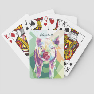 Kleurrijke Pop Art Pig gepersonaliseerde speelkaar Pokerkaarten