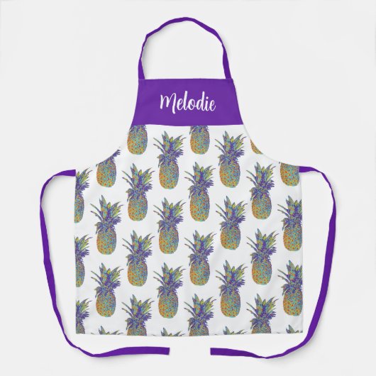 Kleurrijke Pop Art Pineapple Fruit Design Schort (Voorkant)