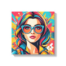 Kleurrijke Pop Art Portrait Square Canvas