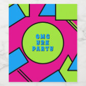 Kleurrijke Pop Art Retro Y2K Party Wijnlabel Wijn Etiket (Enkel label)