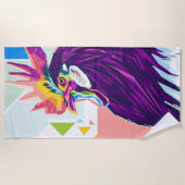 Kleurrijke Pop Art Rooster Beach Handdoek (Voorkant)
