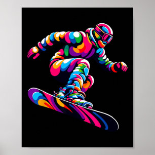 Kleurrijke Pop Art Snowboard Snowboarde Poster