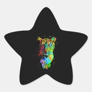 Kleurrijke Pop Art Tiger Ster Sticker