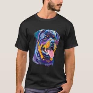Kleurrijke Pop Art Waterverf Weergave Rottweiler H T-shirt