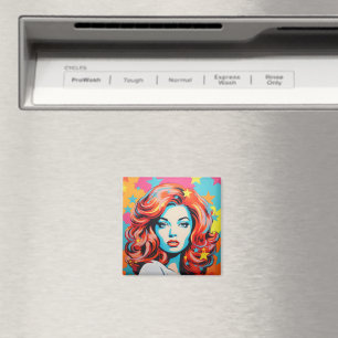 Kleurrijke Pop Art Woman Magneet