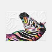Kleurrijke Pop Art Zebra op witte achtergrond Fleece Deken (Voorkant (Horizontaal))