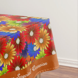 Kleurrijke Pop Cultuur Floral Gold Red Blue Patter Tafelkleed