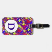 Kleurrijke pop kunst met D Bagagelabel (Voorkant horizontaal)