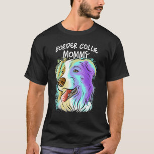 Kleurrijke Pop Portret Border Collie Dog mama T-shirt