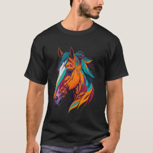 Kleurrijke popart Paardenliefhebber Grappige Mooie T-shirt