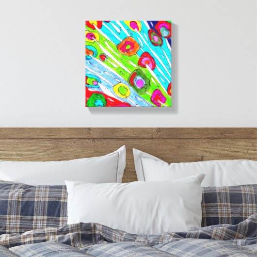 Kleurrijke Poppy Bloemen Verpakt Canvas - 10" x 10 (Insitu (Slaapkamer))