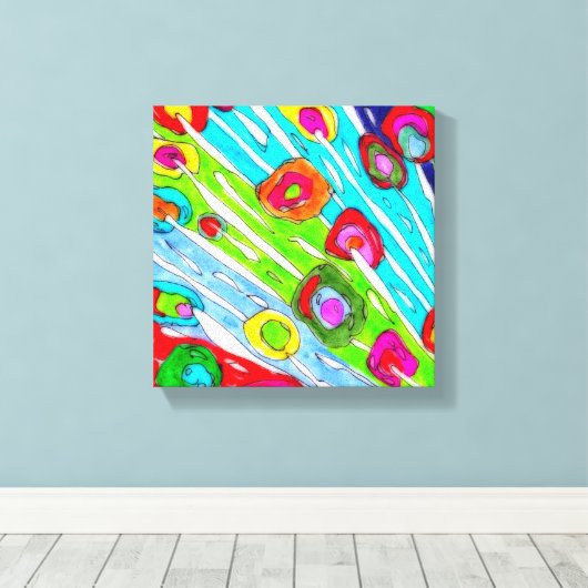 Kleurrijke Poppy Bloemen Verpakt Canvas - 10" x 10 (Insitu (Houten vloer))
