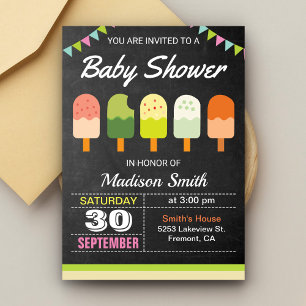 Kleurrijke Popsicle Baby Shower Uitnodiging