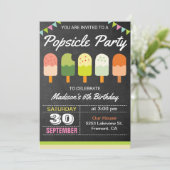 Kleurrijke Popsicle Kinderverjaardagsfeest Uitnodi Kaart (Staand voorkant)
