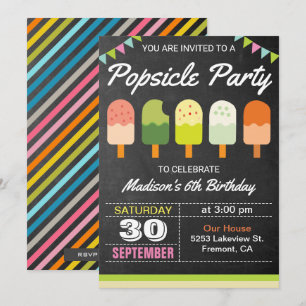 Kleurrijke Popsicle Kinderverjaardagsfeest Uitnodi Kaart