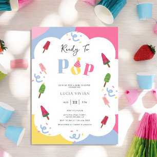 Kleurrijke Popsicle Klaar om te Springen Baby Show Kaart