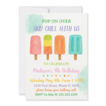 Kleurrijke Popsicle Party verjaardagsuitnodiging