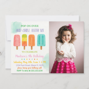 Kleurrijke Popsicle Party verjaardagsuitnodiging Kaart