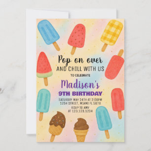 Kleurrijke Popsicle Party verjaardagsuitnodiging Kaart