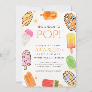 Kleurrijke Popsicle Zomer Baby Shower Uitnodiging