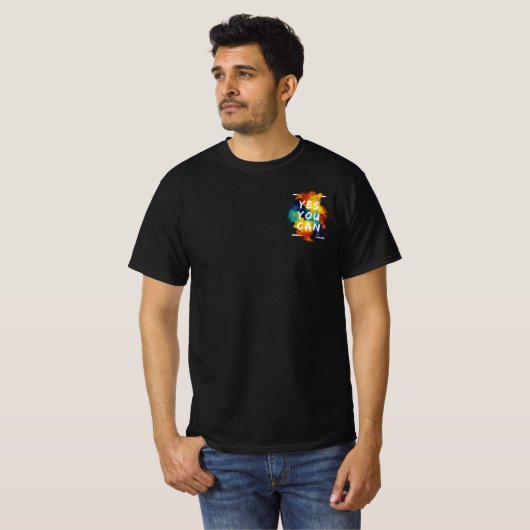 Kleurrijke positieve boodschap Ja dat kan! T-shirt (Voorkant volledig)