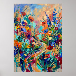 Kleurrijke Poster van Wilde Bloementuin