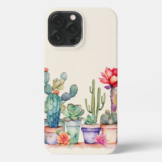 Kleurrijke potcactussen en succulent iPhone hoesje (Achterkant)