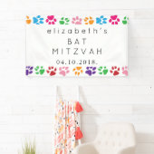 Kleurrijke poten, Paw Pattern, Dog Paws, Bat Mitzv Spandoek (Insitu)