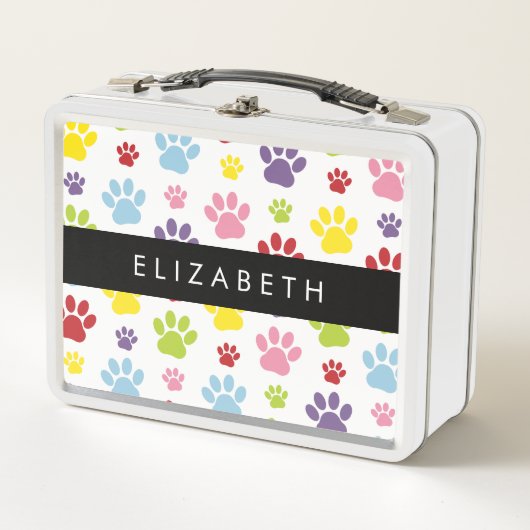 Kleurrijke poten, Paw Pattern, Dog Paws, Jouw naam (Voorkant)