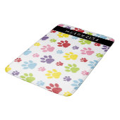 Kleurrijke poten, Paw Pattern, Dog Paws, Jouw naam Badmat (Gekanteld)