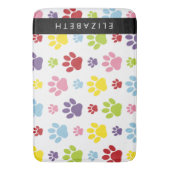 Kleurrijke poten, Paw Pattern, Dog Paws, Jouw naam Badmat (Voorkant Verticaal)