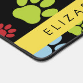 Kleurrijke poten, Paw Pattern, Dog Paws, Jouw naam Bureaumat (Hoek)