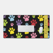 Kleurrijke poten, Paw Pattern, Dog Paws, Jouw naam Bureaumat (Keyboard & Muis)