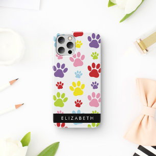 Kleurrijke poten, Paw Pattern, Dog Paws, Jouw naam iPhone 12 Pro Hoesje