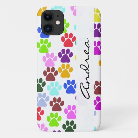 Kleurrijke poten, Paw Pattern, Dog Paws, Jouw naam Case-Mate iPhone Case (Achterkant)