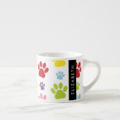 Kleurrijke poten, Paw Pattern, Dog Paws, Jouw naam Espresso Kop (Rechts)