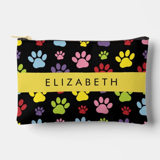 Kleurrijke poten, Paw Pattern, Dog Paws, Jouw naam Etui (Voorkant)