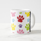 Kleurrijke poten, Paw Pattern, Dog Paws, Jouw naam Extra Grote Beker (Voorkant rechts)
