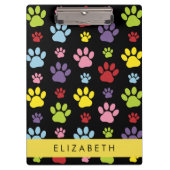 Kleurrijke poten, Paw Pattern, Dog Paws, Jouw naam Klembord (Voorkant)