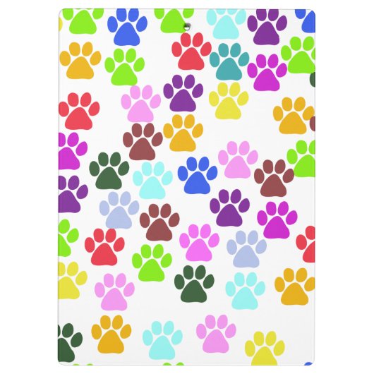 Kleurrijke poten, Paw Pattern, Dog Paws, Jouw naam Klembord (Achterkant)