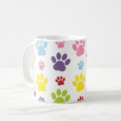Kleurrijke poten, Paw Pattern, Dog Paws, Jouw naam Koffiemok (Voorkant links)