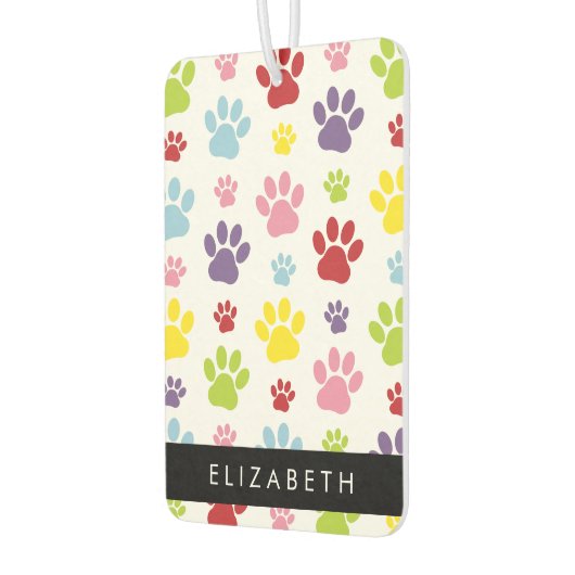 Kleurrijke poten, Paw Pattern, Dog Paws, Jouw naam Luchtverfrisser (Links)