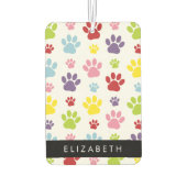 Kleurrijke poten, Paw Pattern, Dog Paws, Jouw naam Luchtverfrisser (Achterkant)